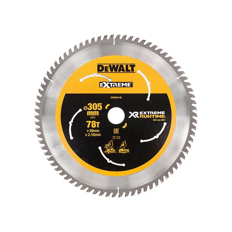 Dewalt Power Tools XR FlexVolt Mitre Saw Blade 305 x 30mm x 78T DeWALT Power Tools - RockBottom Northampton