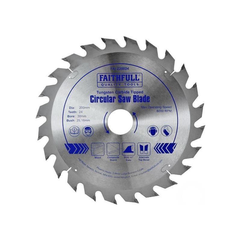 Faithfull TCT Circular Saw Blade 200 x 30mm x 24T POS Faithfull - RockBottom Northampton