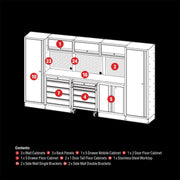 Draper BUNKER Modular Storage Combo with Stainless Steel Worktop (16 Piece) Draper - Town Tools 