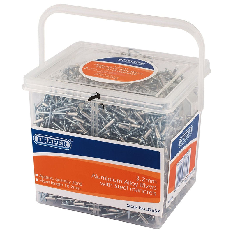 Draper Blind Rivets, 3.2 x 10.2mm (Tub of 2000) 37657 Draper - Town Tools 