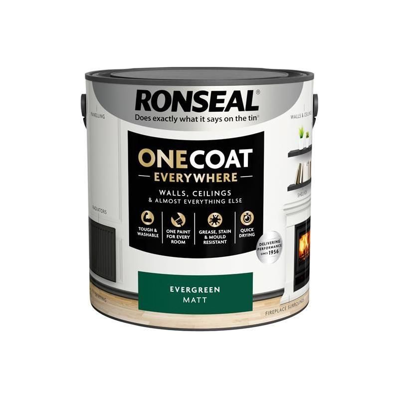 Ronseal One Coat Everywhere Interior Paint Evergreen Matt 2.5 litre Ronseal - RockBottom Nothampton