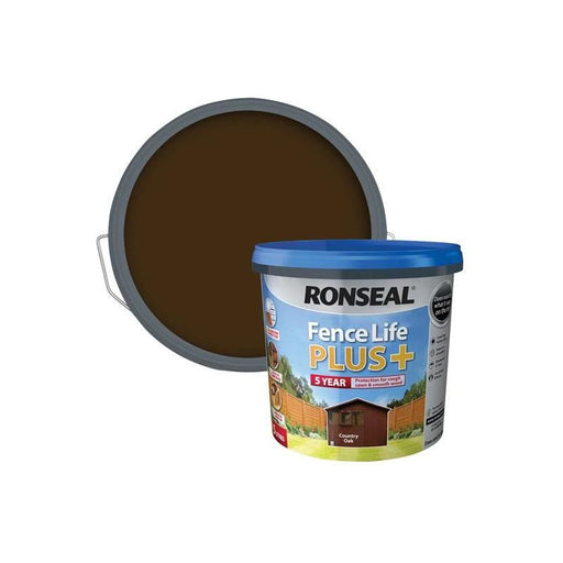 Ronseal Fence Life Plus+ Country Oak 5 litre Ronseal - RockBottom Nothampton