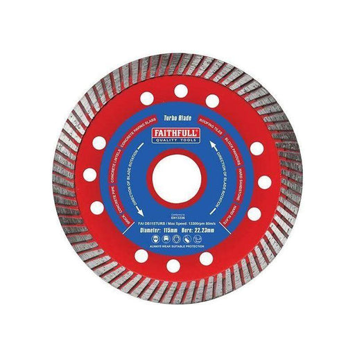 Faithfull Turbo Cut Diamond Blade 115 x 22mm Faithfull - RockBottom Northampton