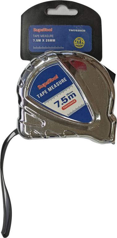 SupaTool Chrome Plated Tape Measure 7.5m x 25mm