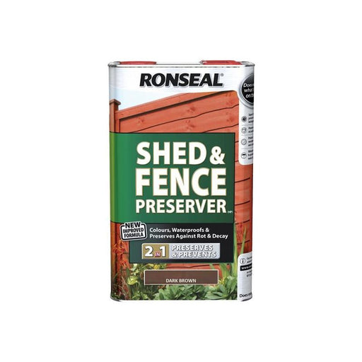 Ronseal Shed & Fence Preserver Dark Brown 5 litre Ronseal - RockBottom Nothampton