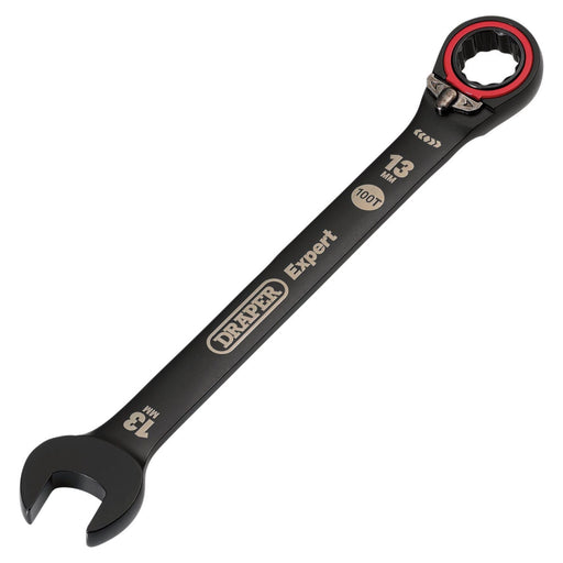 Draper Expert HI-TORQ Metric Reversible Ratchet Combination Spanner, 13mm, Black Draper - Town Tools