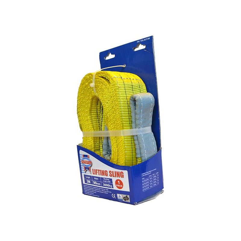 Faithfull Lifting Sling Yellow 3 Tonne 90mm x 3m Faithfull - RockBottom Northampton