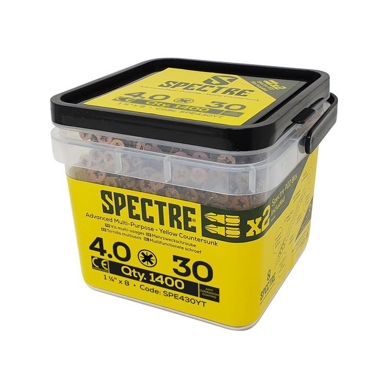 Forgefix Spectre™ PZ Compatible Wood Screw CSK ZYP 4.0 x 30mm Tub 1400 ForgeFix - RockBottom Northampton