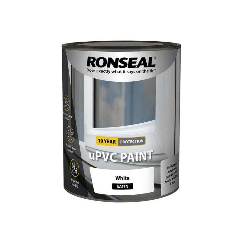 Ronseal uPVC Paint White Satin 750ml Ronseal - RockBottom Nothampton