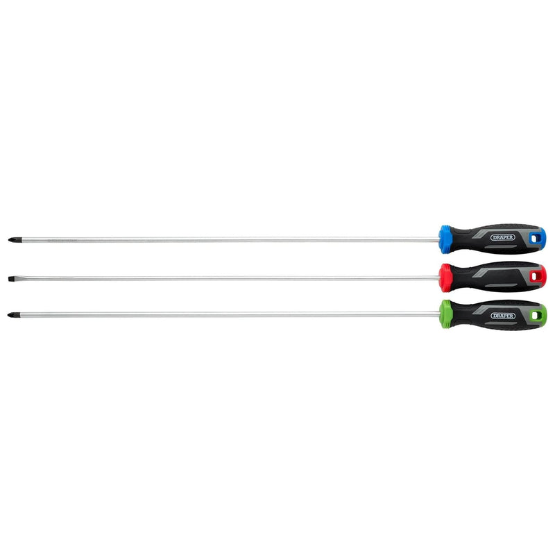 Draper Long Reach Soft Grip Screwdriver Set (3 Piece) Draper - Town Tools