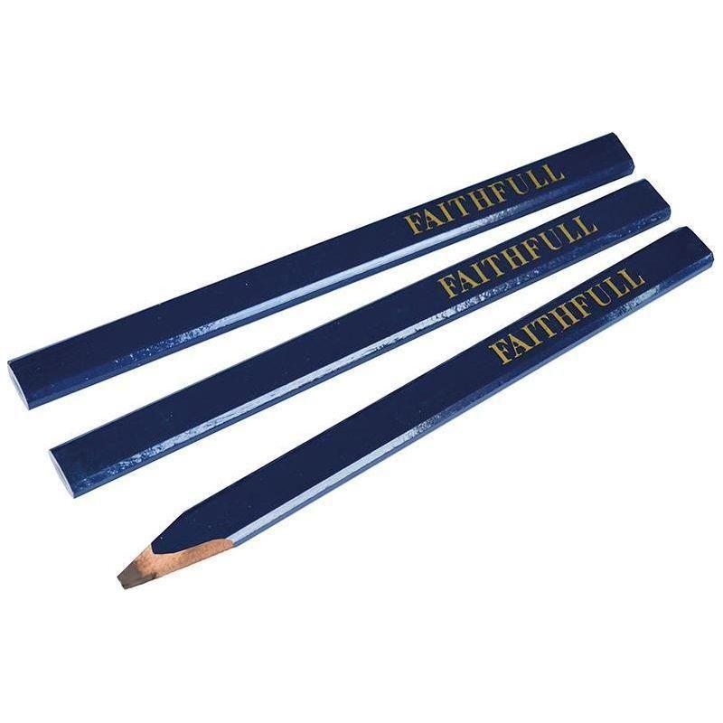 Faithfull Carpenter's Pencils - Blue / Soft (Pack 3) Faithfull - RockBottom Northampton
