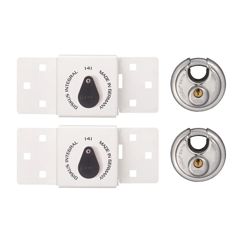 Abus Mechanical 141/200 Diskus® Integral Van Lock White & 26/70mm Diskus® Padlock Twin Pack ABUS Mechanical - RockBottom Northampton 