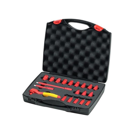 Wiha Insulated 1/4in Ratchet Wrench Set, 21 Piece (inc. Case) Wiha - RockBottom Northampton