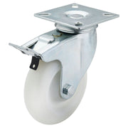 Draper Swivel Plate Fixing Nylon Wheel with Brake, 100mm Diameter, S.W.L. 125kg Draper - Town Tools