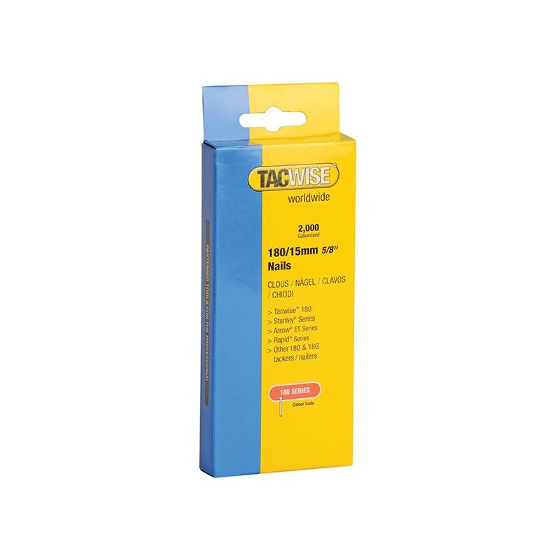 Tacwise 180 18 Gauge 15mm Nails (Pack 2000) Tacwise - RockBottom Northampton