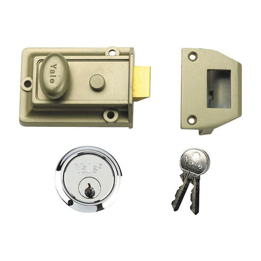 Yale Locks P77 Traditional Nightlatch 60mm Backset Nickel Brass Finish SC Cylinder Box Yale Locks - RockBottom Northampton