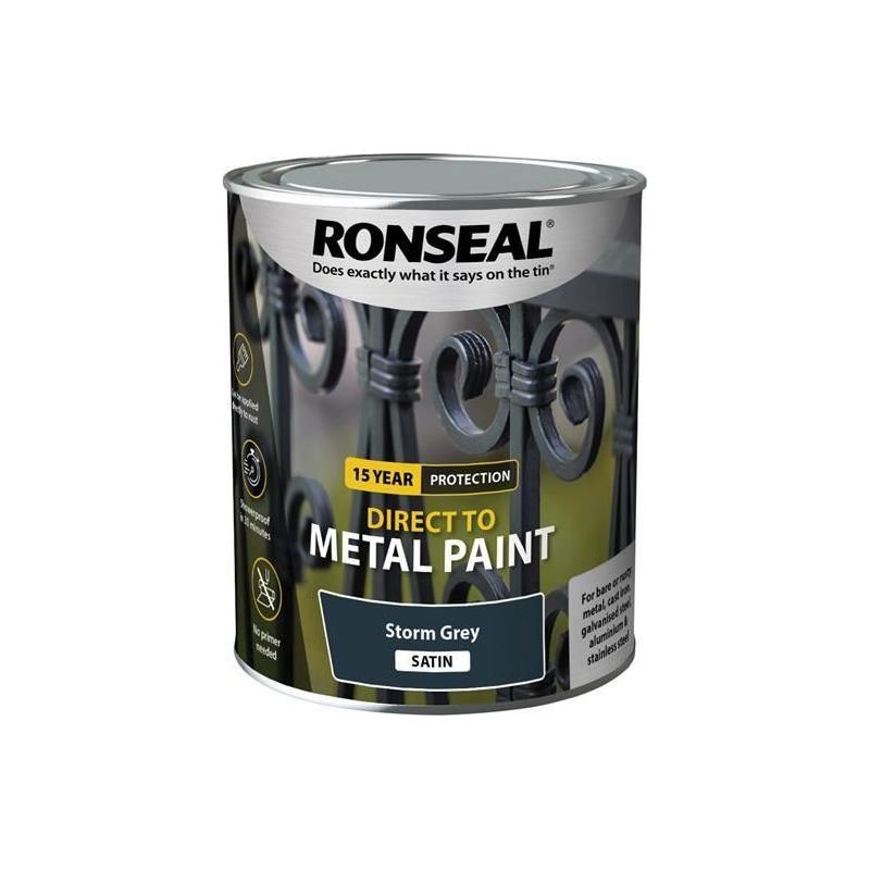 Ronseal Direct to Metal Paint Storm Grey Satin 750ml Ronseal - RockBottom Nothampton