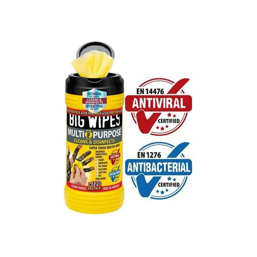 Big Wipes Multi-Purpose Pro+ Antiviral Wipes (Pro Pack Tub 120) Big Wipes - NorthantsTrade Northampton