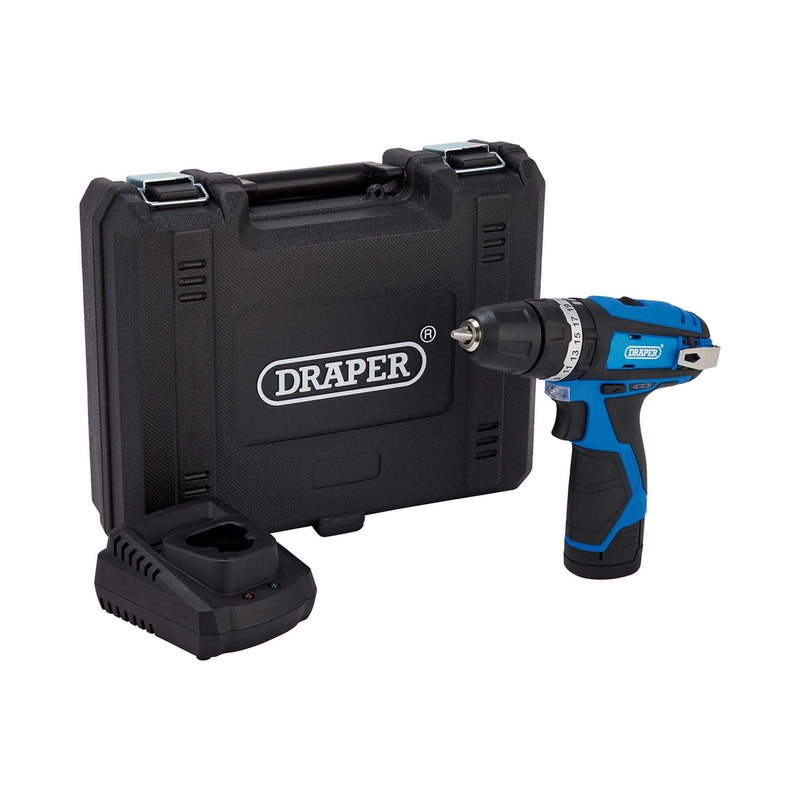 Draper 12V Combi Drill, 1 x 1.5Ah Battery, 1 x Fast Charger Draper - Town Tools
