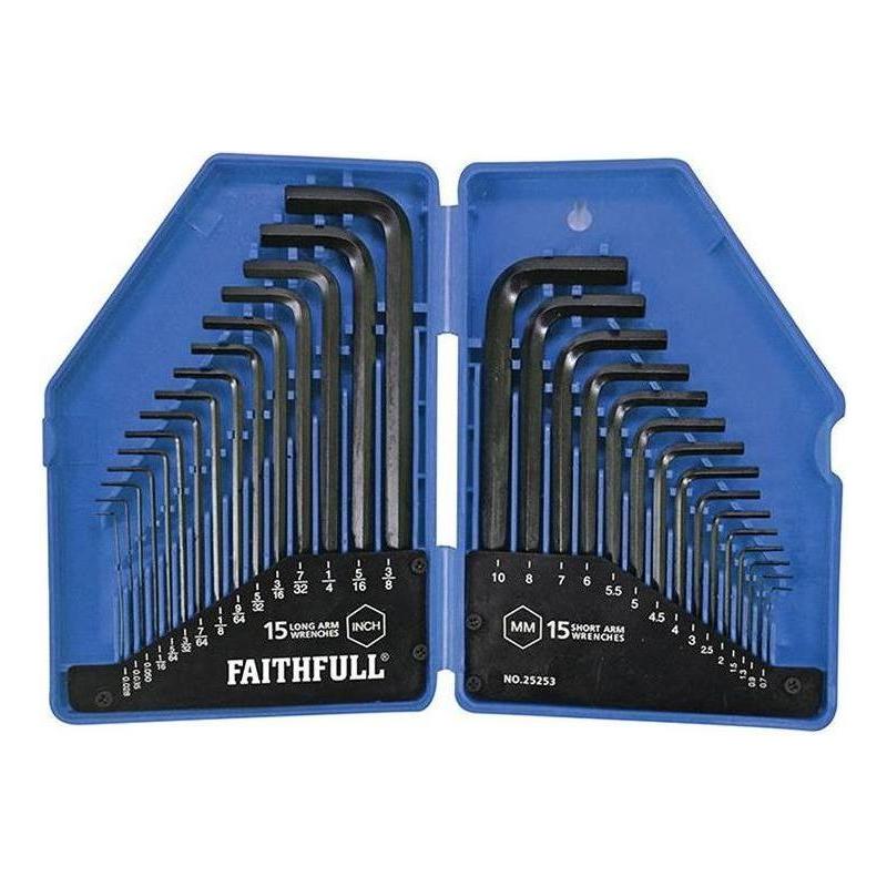 Faithfull Metric/Imperial Hex Key Set, 30 Piece Faithfull - RockBottom Northampton