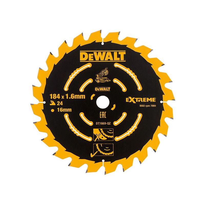 Dewalt Power Tools Cordless Mitre Saw Blade For DCS365 184 x 16mm x 24T DeWALT Power Tools - RockBottom Northampton