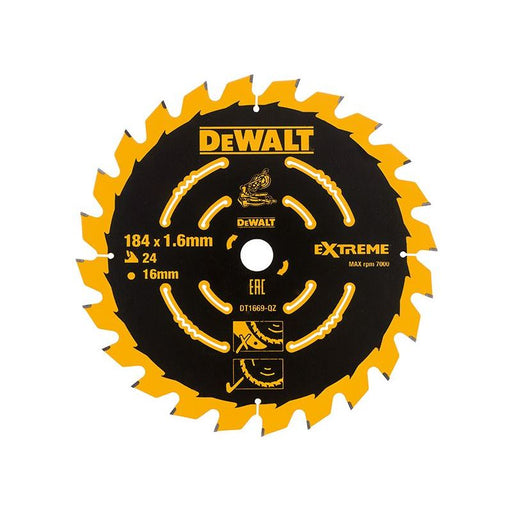 Dewalt Power Tools Cordless Mitre Saw Blade For DCS365 184 x 16mm x 24T DeWALT Power Tools - RockBottom Northampton