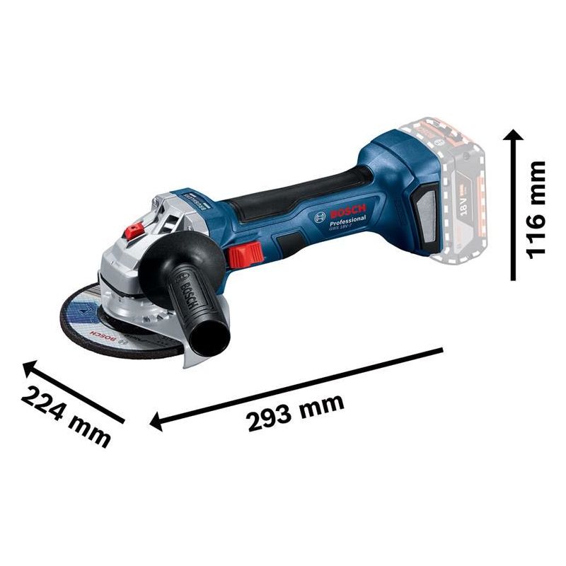 Bosch GWS 18V-7 Professional Angle Grinder 115mm 18V 2 x 4.0Ah Li-ion Bosch - RockBottom Northampton