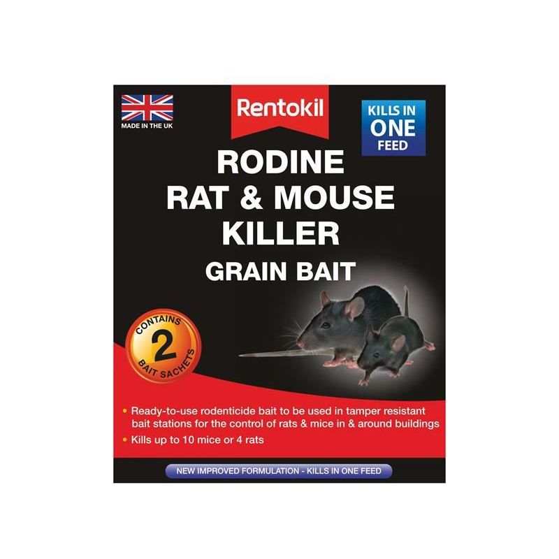 Rentokil Rodine Rat & Mouse Killer Grain Bait (Sachets 2) Rentokil - RockBottom Nothampton