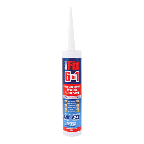 TIMCO 6 in 1 PU Wood Adhesive 5 Minutes Translucent Gel — Cartridge