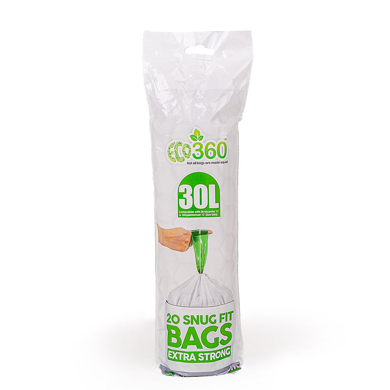 60 Snug Fit Bin liners 30L Drawstring Handle Bin Bags - Compatible with G' Size Bins