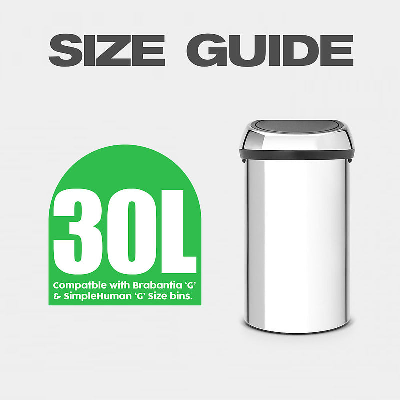 60 Snug Fit Bin liners 30L Drawstring Handle Bin Bags - Compatible with G' Size Bins