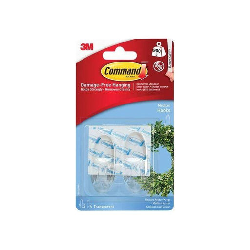Command™ Clear Hooks with Clear Strips, Medium (Pack 2) Command™ - NorthantsTrade Northampton