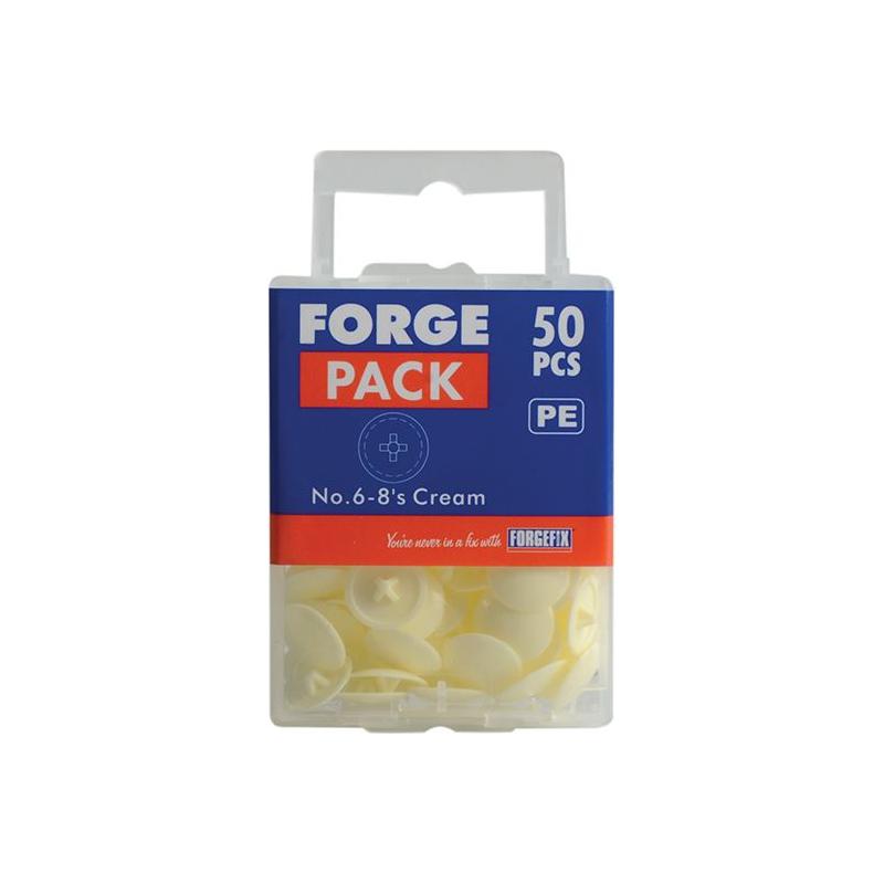 Forgefix Pozi Compatible Cover Cap Cream No.6-8 Forge Pack 50 ForgeFix - RockBottom Northampton