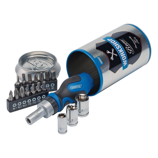 Stubby Ratchet Screwdriver and Bit Set, Special Edition - Workshop Brew (18 Piece) Draper - Town Tools