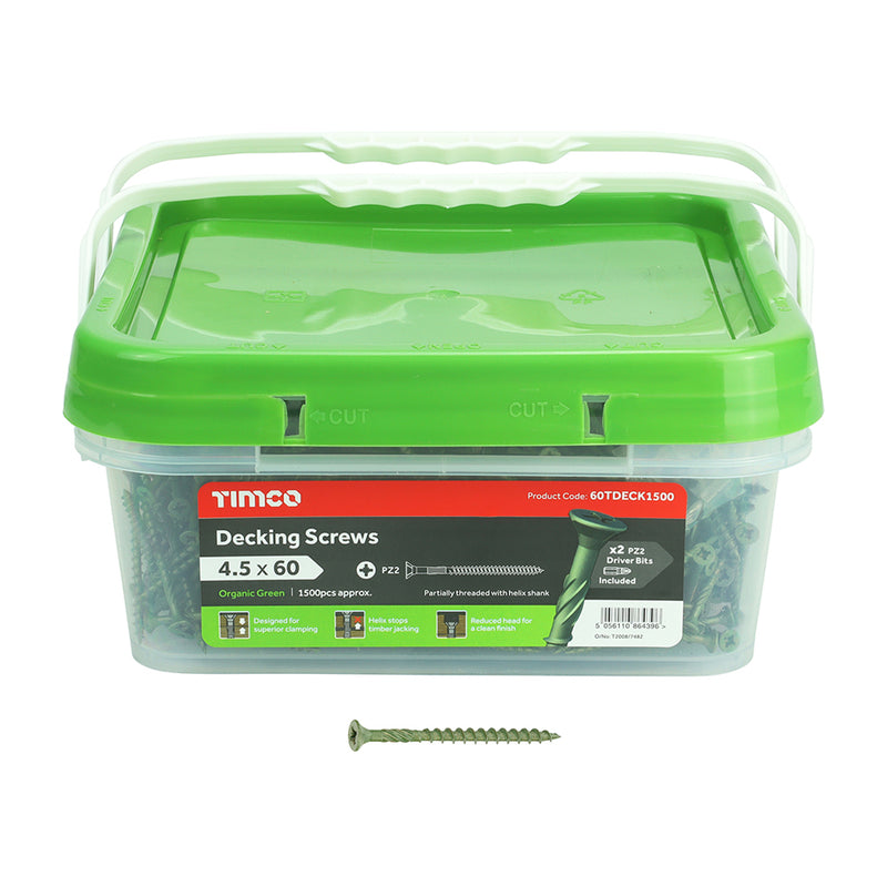 TIMCO Decking Screws Countersunk Exterior Green — Tub