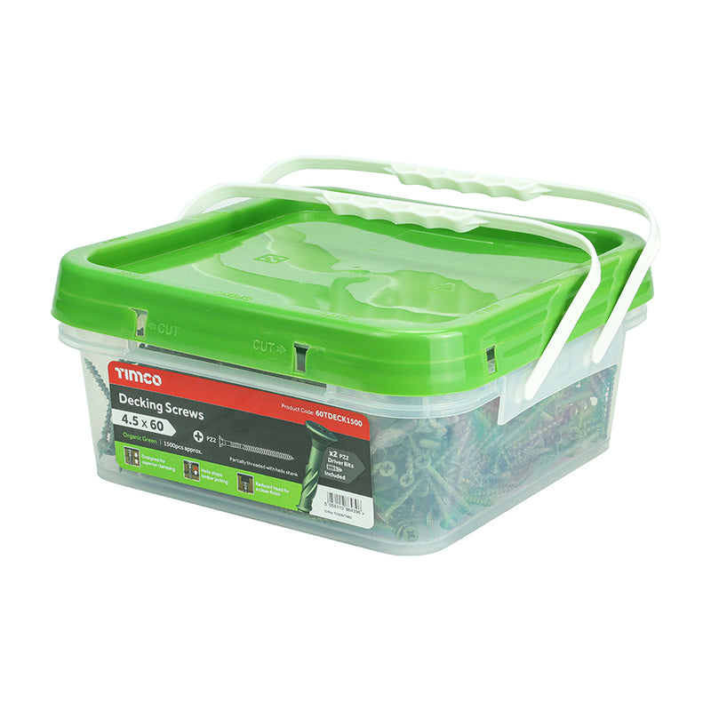 TIMCO Decking Screws Countersunk Exterior Green — Tub