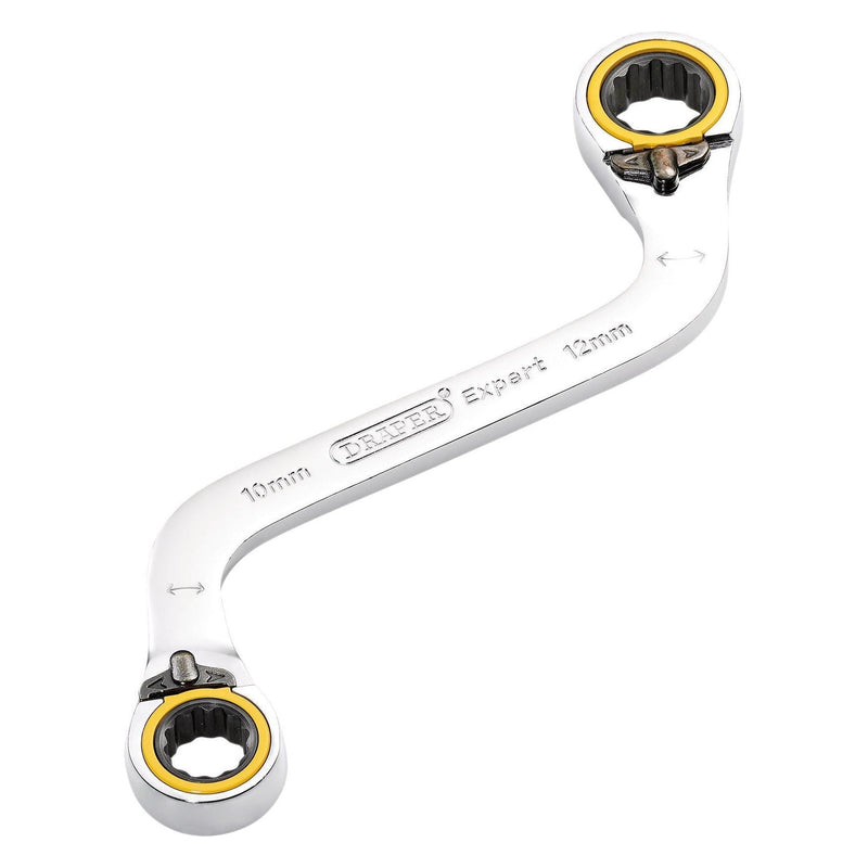 Draper Expert HI-TORQ Double Ring Ratchet S-Shape Spanner, 10 x 12mm Draper - Town Tools