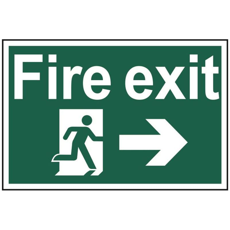 Scan Fire Exit Running Man Arrow Right - PVC Sign 300 x 200mm Scan - RockBottom Nothampton