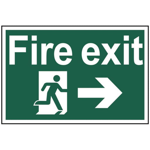 Scan Fire Exit Running Man Arrow Right - PVC Sign 300 x 200mm Scan - RockBottom Nothampton