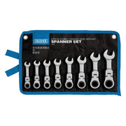 Draper HI-TORQ Metric Stubby Flexible Head Ratchet Combination Spanner Set (8 Piece) Draper - Town Tools
