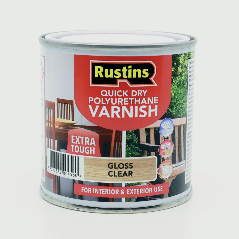 Rustins Polyurethane Gloss Varnish 250ml Clear - Gloss
