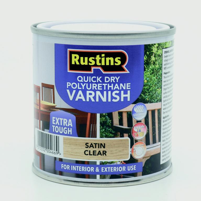 Rustins Polyurethane Satin Varnish 250ml Clear