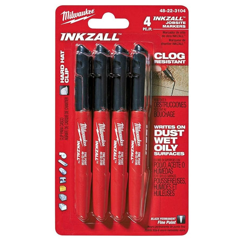 Milwaukee  Inkzall Point Marker, Fine, Black, 4PK