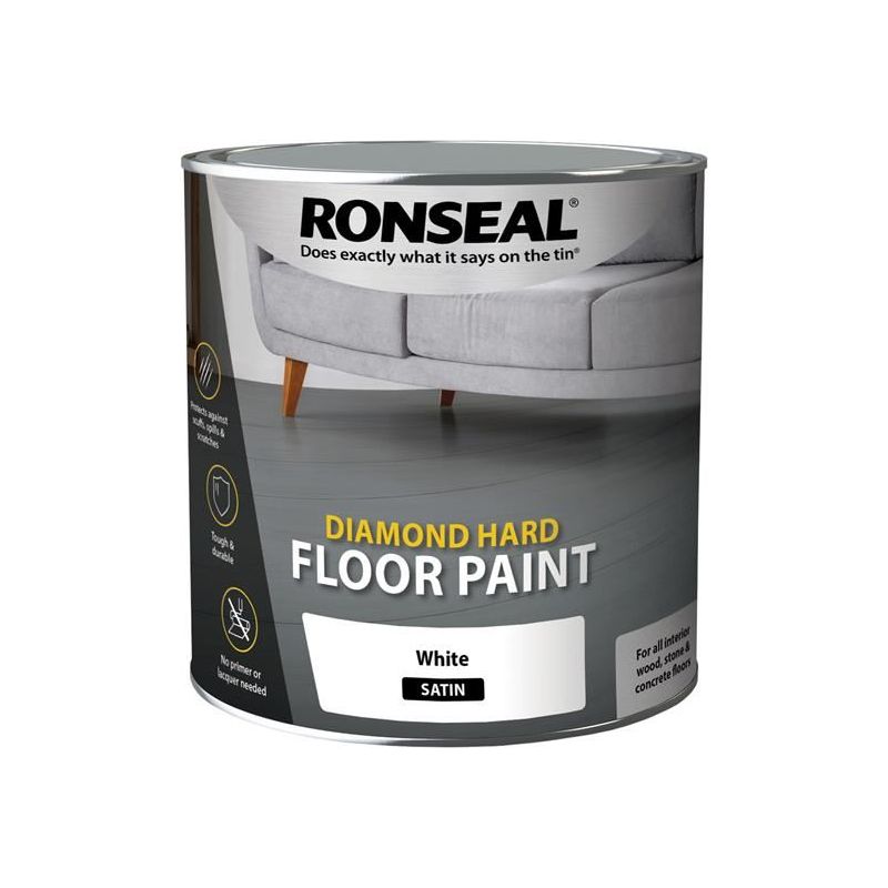 Ronseal Diamond Hard Floor Paint Satin White 2.5 litre Ronseal - RockBottom Nothampton