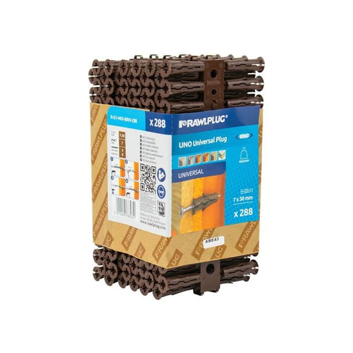 Rawlplug Brown UNO® Plugs 7 x 30mm (Pack 288) Rawlplug - RockBottom Nothampton