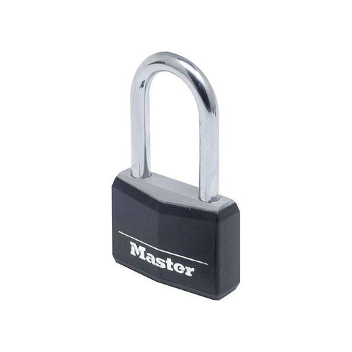 Master Lock Aluminium Black Vinyl Cover 40mm Padlock 4-Pin - 38mm Shackle Master Lock - RockBottom Northampton
