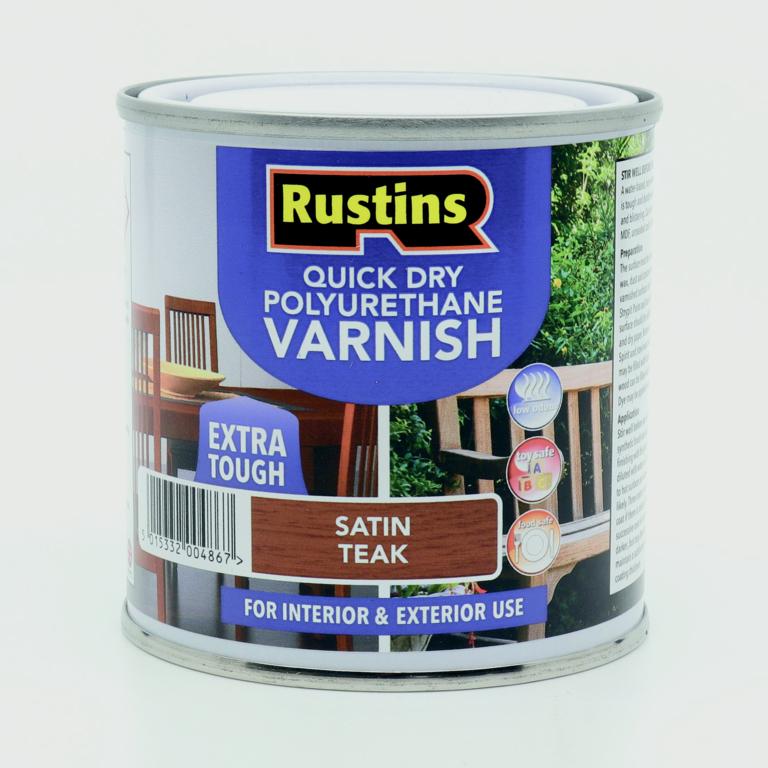 Rustins Polyurethane Satin Varnish 250ml Teak