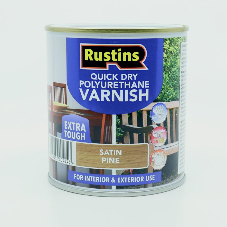 Rustins Polyurethane Satin Varnish 500ml Pine