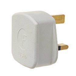 Securlec 13A, 3 Pin Nylon White Plug to BS1363/A Pre-Packed