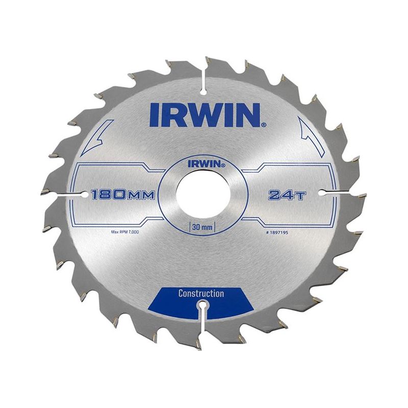 Irwin® Construction Circular Saw Blade 180 x 30mm x 24T ATB IRWIN® - RockBottom Northampton